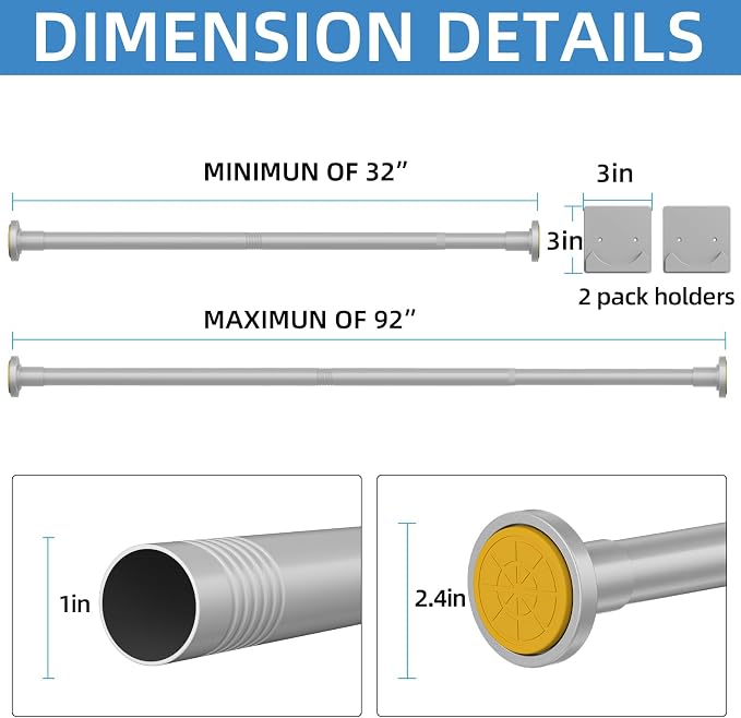 CorkLatta Matte Silver Shower Curtain Rod, 1 Inch Diameter Stainless Steel - Image 6