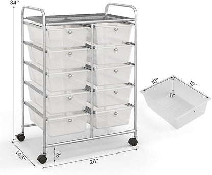 Giantex 10 Drawers Rolling Cart, Classroom Organizers, Storage Cart - Image 3
