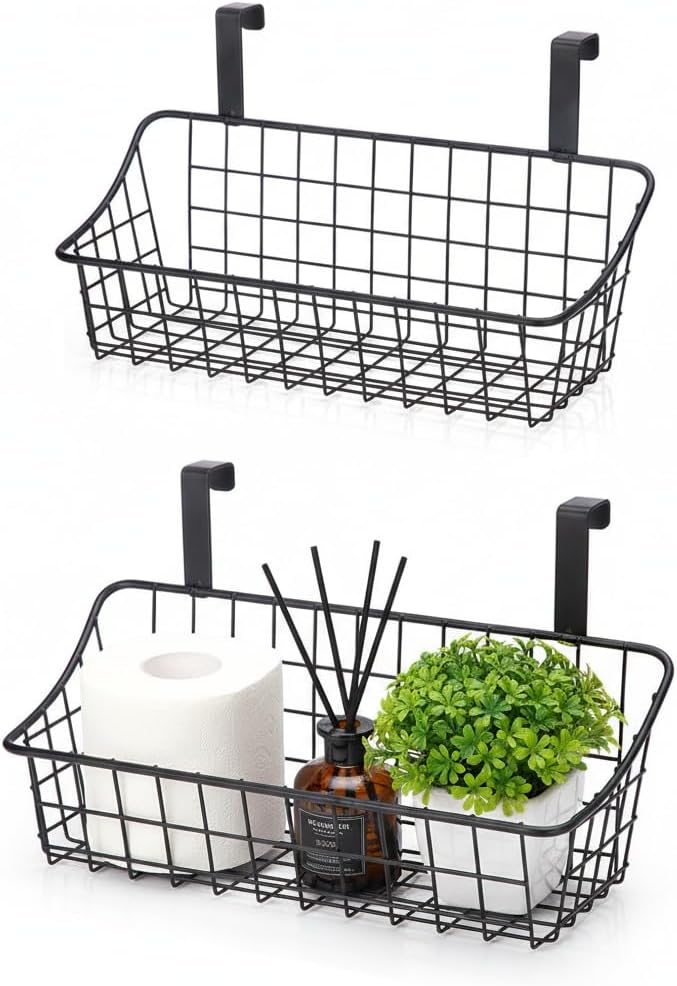 Basket with hook Grid Storage Basket, Hang it behind a door or on a railing by HDYOUDO
