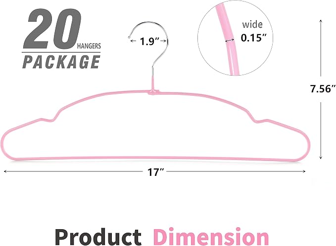 TOPIA HANGER Non Slip Hanger 20 Pack, Metal Clothes Hangers Space Saving - Image 4