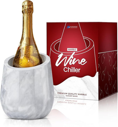 Flexzion Marble Wine Chiller Bucket – White Wine Cooler & Champagne Bucket by Flexzion
