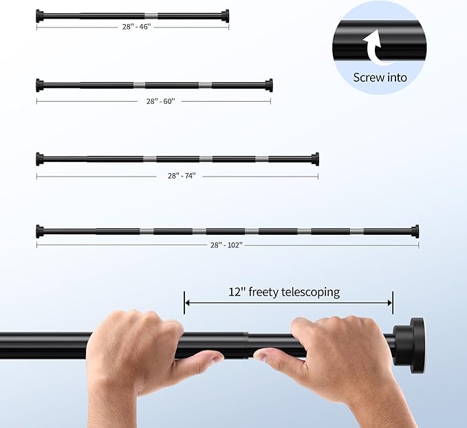 Mcrbeay Shower Curtain Rod, Non Slip Adjustable 28-46 inch No Drilling Shower - Image 5