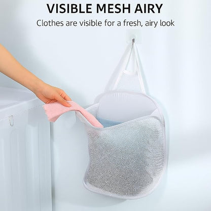 2-Pack Collapsible Wall-Mounted Mesh Laundry Hamper – No-Drill Hanging Dirty - Image 5