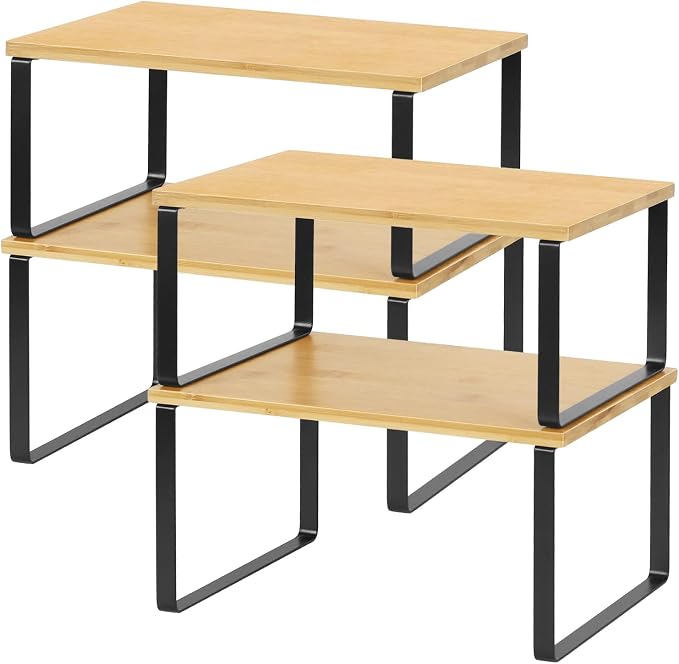NEX Kitchen Cabinet and Counter Shelf Organizer, Stackable & Expandable by NEX