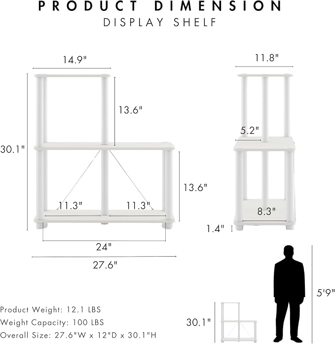 Homes: Inside + Out Apexa Modern 3-Cube Ladder Shelving Units, Collectibles - Image 3