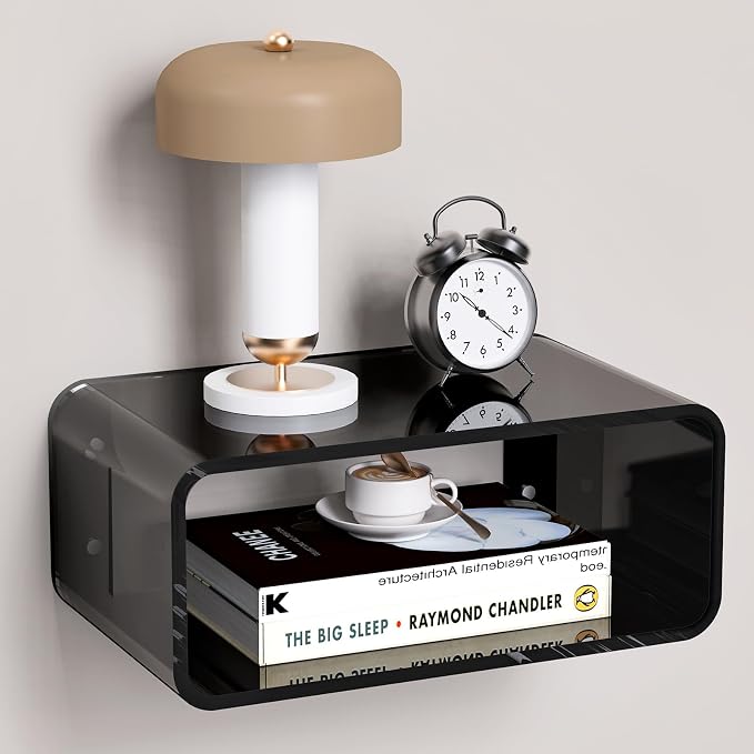 Acrylic Floating Nightstand, Bedside Table, Nightstand Shelf Wall Mounted by AcrylicTable