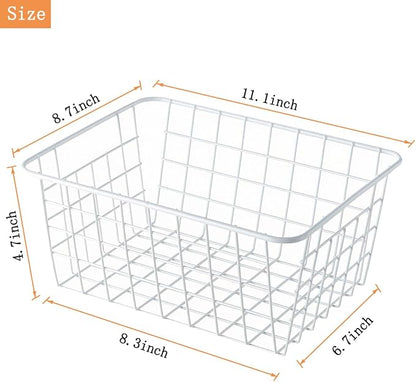 4 Pack White Wire Baskets for Pantry, Small White Metal Storage Basket for - Image 2