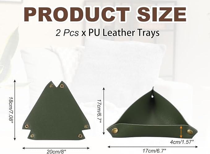 uxcell 2 Pcs Valet Tray for Women and Men, PU Leather Jewelry Tray Entryway - Image 2