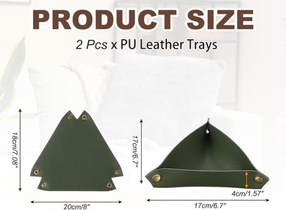 uxcell 2 Pcs Valet Tray for Women and Men, PU Leather Jewelry Tray Entryway - Image 2