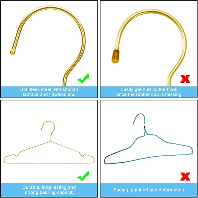 Clothes Hangers 50 Pack Coat Hangers Wire Hangars Bulk Metal Hanger Non Slip - Image 8