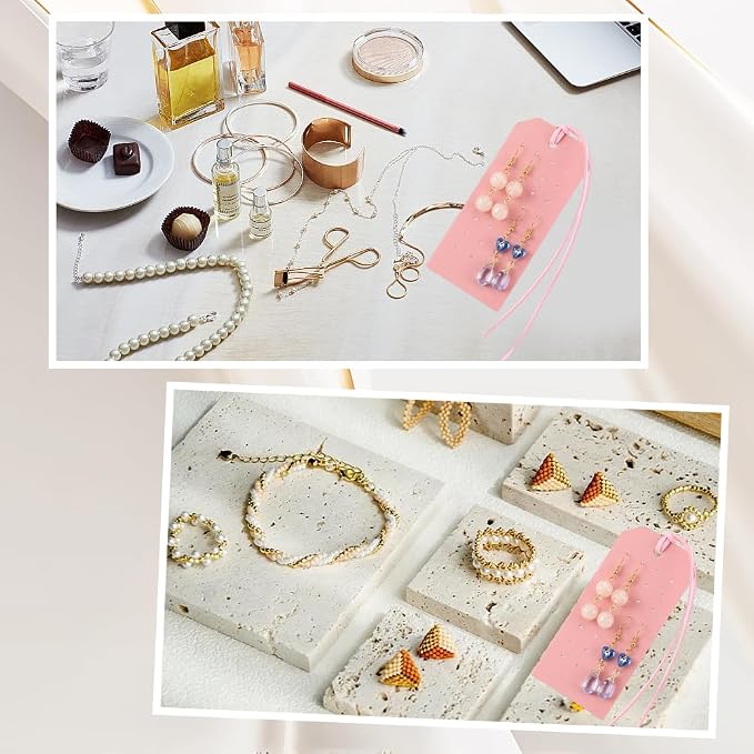 6Pcs Pink Portable Leather Earring Holders Pierced Stud Display Card Organizer - Image 6