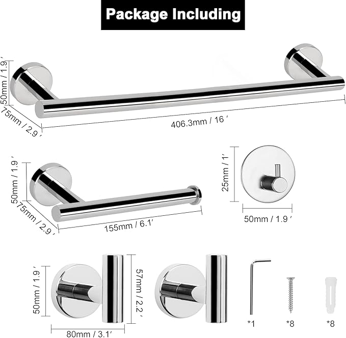 NearMoon Bathroom Hardware Set SUS 304 Thicken Stainless Steel-Towel Bar Set - Image 4