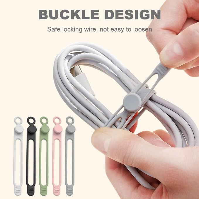Data Cable Organizer, Silicone Cable Ties Reusable - Image 7