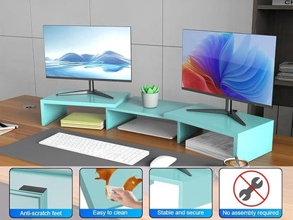 Dual Monitor Stand for Desk, Metal Computer Stand, Desk Shelf Riser, Desktop - Image 6