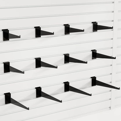 8" Black Slat Wall Shelf Brackets, Floating Metal Slat Wall Accessories - Image 9