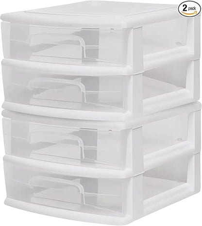 HOMZ 2-Pack 2-Drawer Storage Cart, 14.25" Wide Medium, and Classroom by Homz
