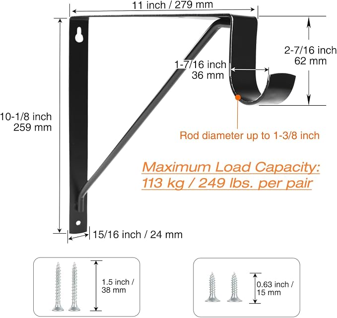 8 Pack Heavy Duty Closet Shelf & Rod Brackets, Wall Mounted Closet Shelf - Image 2
