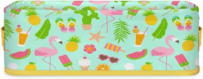 Summer Flamingo Fruits Bathroom Storage Basket, Foldable by ModaQua