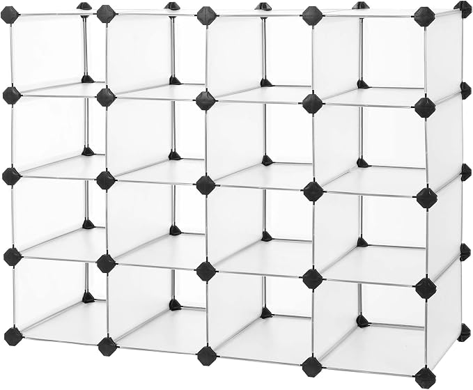 SONGMICS Shoe Rack with 16 Cubes, Interlocking Plastic Shoe Organizer, DIY by SONGMICSbySONGMICSHOME