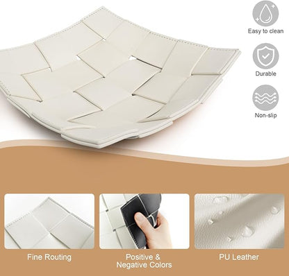 PU Leather Valet Tray for Men Women Key Holder Bowl for Entryway Table Bedside - Image 7