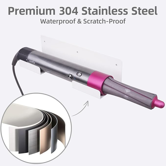 Dyson Straightener Holder, Hair Dryer Holder Wall Mount for, Adhesive Curling - Image 5
