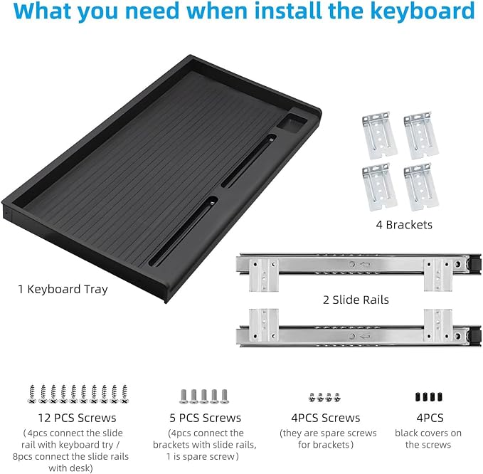 TOOCUST Under Desk Keyboard Tray, Desk Extender - Image 7
