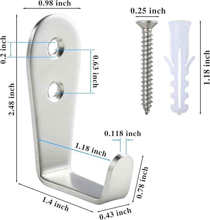 8 Pcs Stainless Steel Hooks for Hanging, Heavy Duty Hook, Wall Hooks Key Holder - Image 2