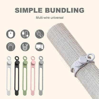 Data Cable Organizer, Silicone Cable Ties Reusable - Image 5