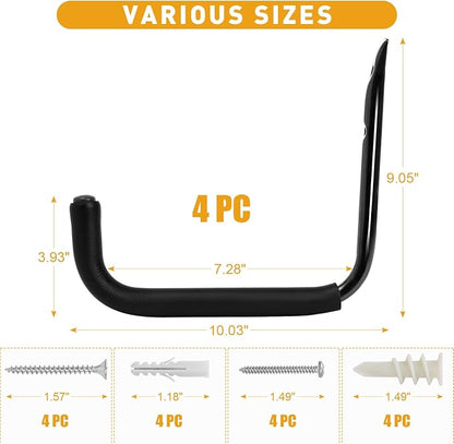 KURUI 10" Garage Organization Wall Hooks, 66 LB Heavy Duty Water Hose Holder - Image 7