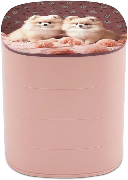 Pomeranians Puppies And Point Rotating Jewelry Organizer Box 4-Layer 360° by CSGJMYGS