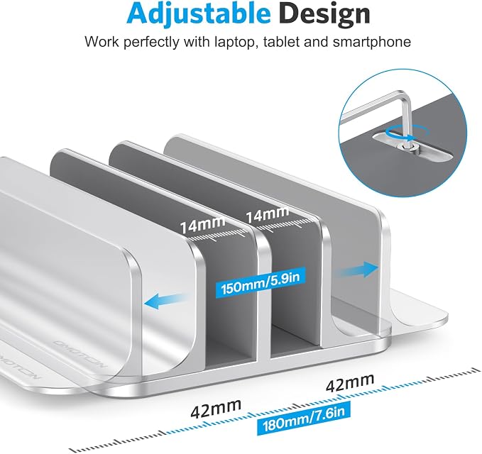 OMOTON Vertical Laptop Stand, Desktop Aluminum Mac Book Stand - Image 4