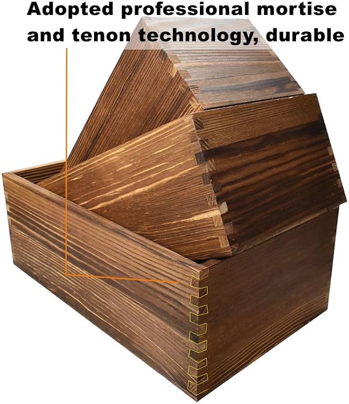 Decorative Nesting Wooden Crates Burnt Umber Stained Rustic Crate Boxes Wood - Image 4