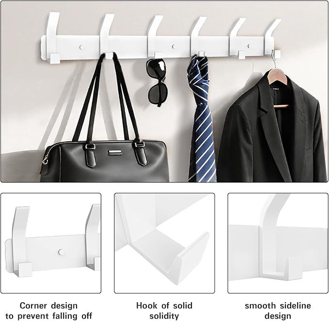 2 Pack Coat Rack Wall Mount, 17.3 in Wall Hooks - Image 4