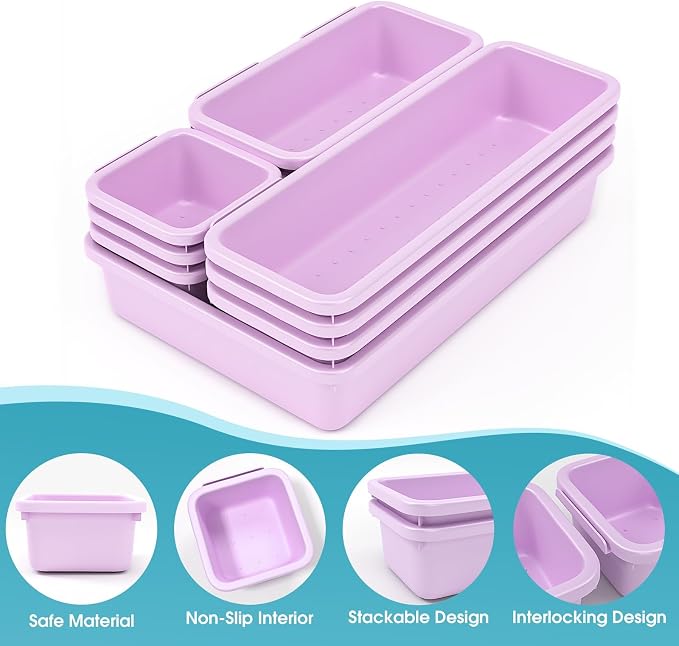 10 PCS Drawer Organizer Set, 4 Size Makeup Drawer Divider Organizer - Image 3