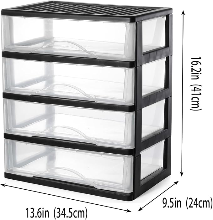 BYCY Medium 4 Drawer Clear Stacking Desktop Organizer - Image 3