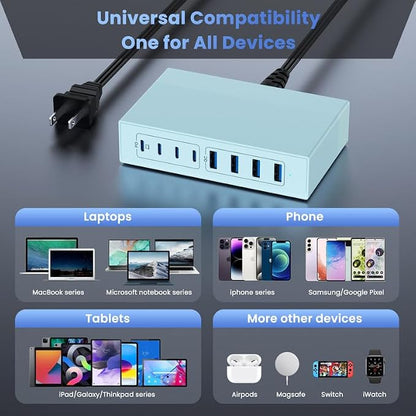 200W USB C Charger Block, 8-in-1 GaN III USB C Fast Charging Station Hub - Image 6