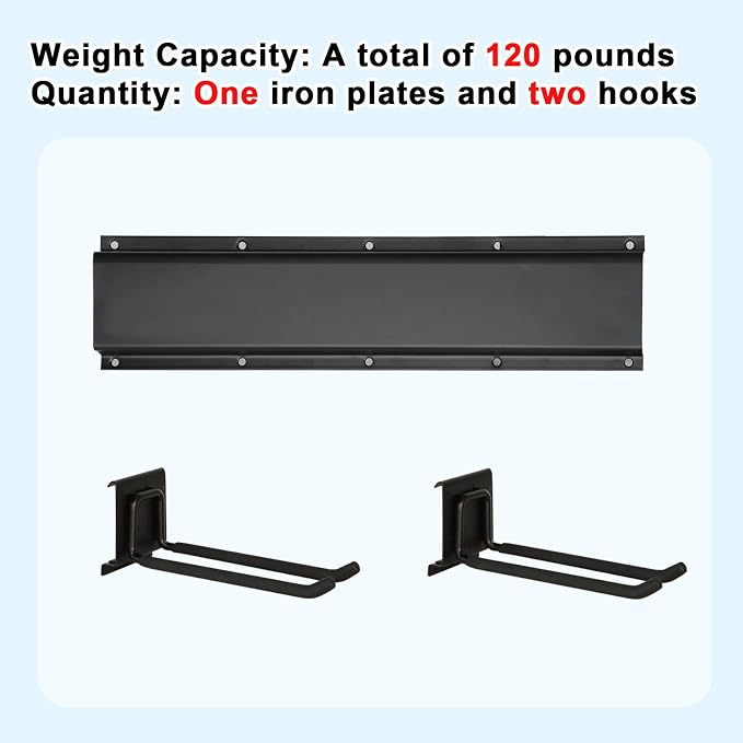Garage Tool Organizer Wall Mount 16in- 2 Heavy Duty Hooks, 120lbs Capacity - Image 5