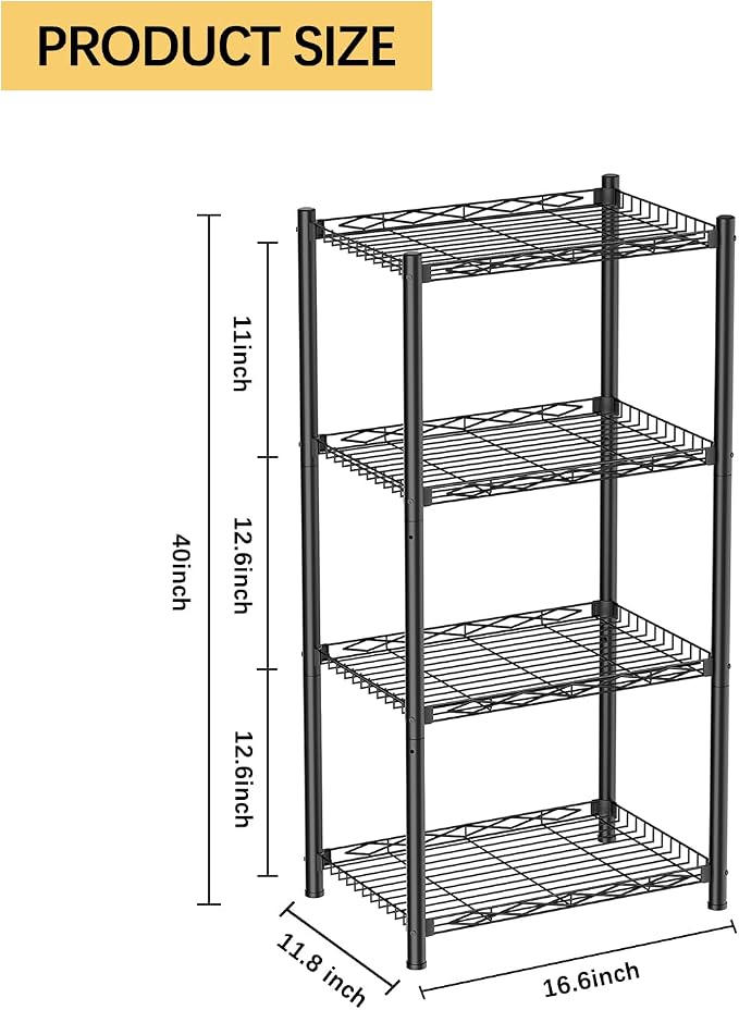 VETALLO 4 Tier Wire Shelf Storage Metal Shelves | Storage Rack, Utility Corner - Image 3