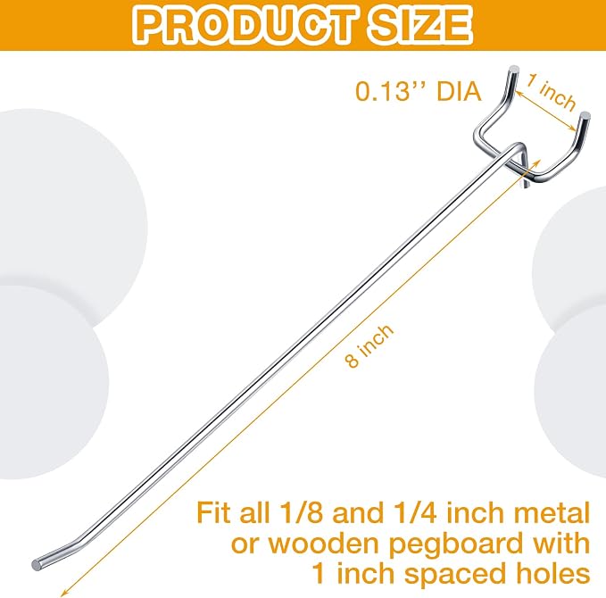 Funrous 100 Pack Peg Board Hooks Stainless Steel Pegboard Hooks Shelving - Image 2