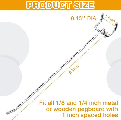 Funrous 100 Pack Peg Board Hooks Stainless Steel Pegboard Hooks Shelving - Image 2
