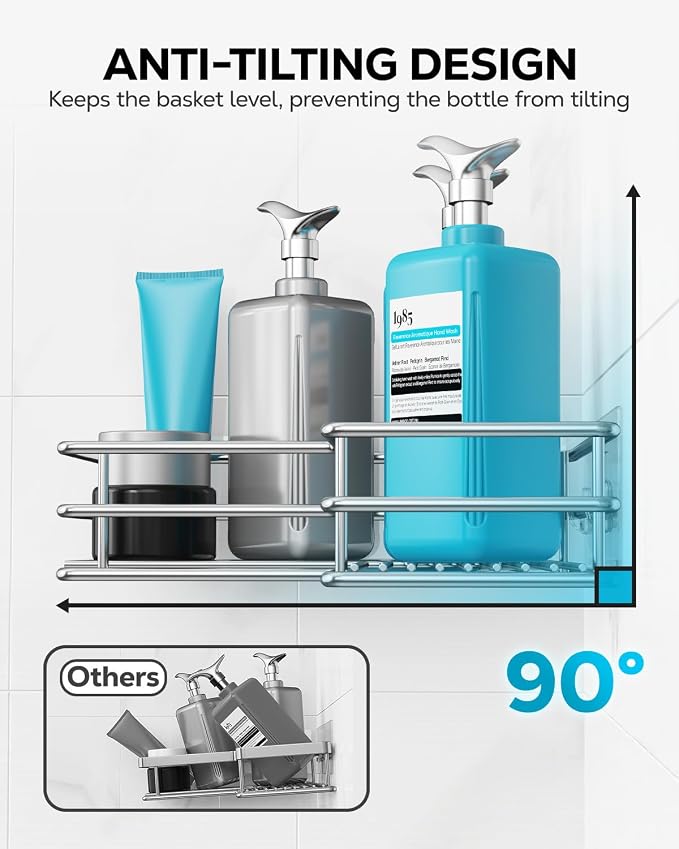 Nieifi Corner Shower Shelves Stainless Steel, Adhesive Shower Caddy Basket Rack - Image 6
