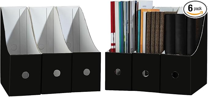 Limitliho 6 Pack Black Cardboard Magazine File Holder by Limitliho