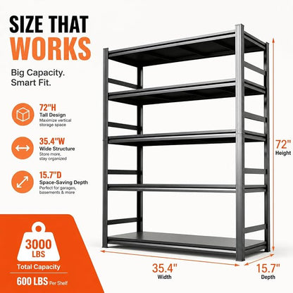 Garage Shelving 3000 LBS Heavy Duty Adjustable Metal Storage Shelves | Garage - Image 3