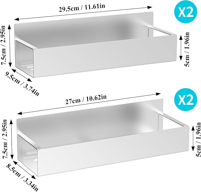 Metal Magnetic Spice Rack for Refrigerator Silver, 4 Pack | Magnetic Shelves - Image 7