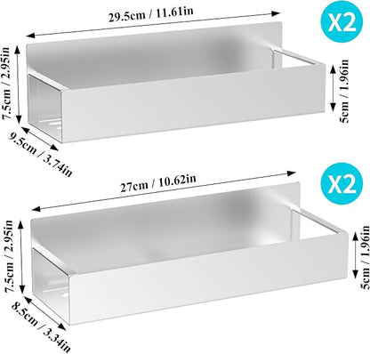 Metal Magnetic Spice Rack for Refrigerator Silver, 4 Pack | Magnetic Shelves - Image 7