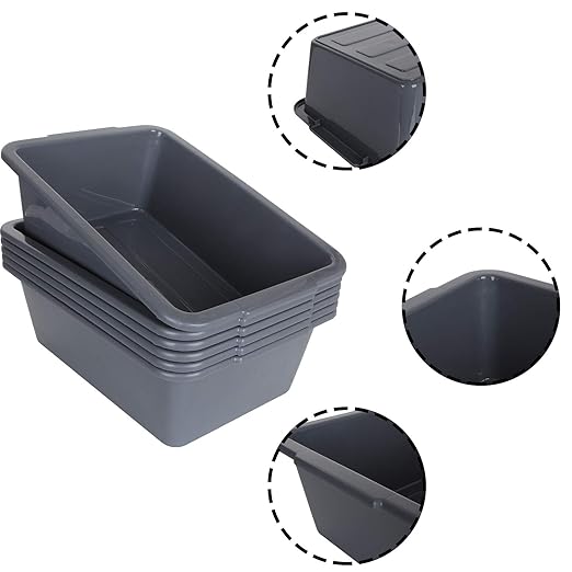 6 Pack 7 L Smal Plastic Bus Tub Restaurant Commercial Bus Tote Utility Box - Image 4