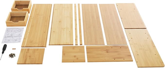 Bamboo Desktop Bookshelf 2-Tier Short Bookshelf - Image 9