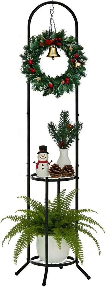 2-tier Hanging Plant Stand Indoor and Outdoor, Space-Saving Iron Plant Shelf - Image 8