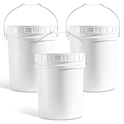 DEMORA 5 Gallon Bucket with Screw Lid, Heavy Duty Plastic Buckets Containers by DEMORA