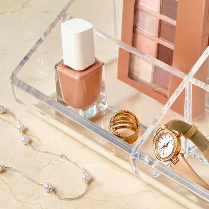 STORi Clear Plastic Vanity Makeup Organizer | 6-Compartment Holder - Image 8